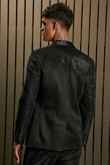 ONS441 Black EDIT Slim Glitter Tuxedo Suit - Image 3