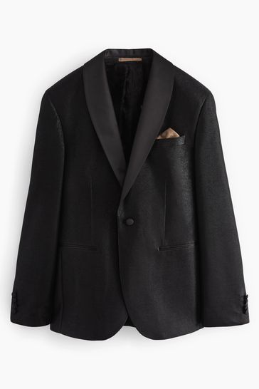 ONS441 Black EDIT Slim Glitter Tuxedo Suit - Image 5