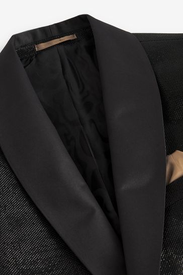 ONS441 Black EDIT Slim Glitter Tuxedo Suit - Image 7
