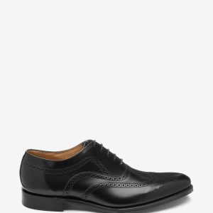 ONS412 Black Leather Lace Up Brogue Derby Shoes