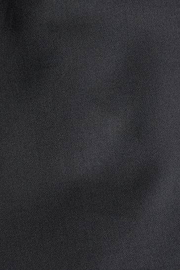 ONS429 Black Wool Blend Shiny Tuxedo Suit - Image 9