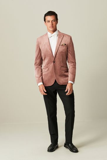 ONS428 Pink Slim Velvet Suit - Image 2