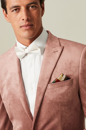 ONS428 Pink Slim Velvet Suit - Image 4
