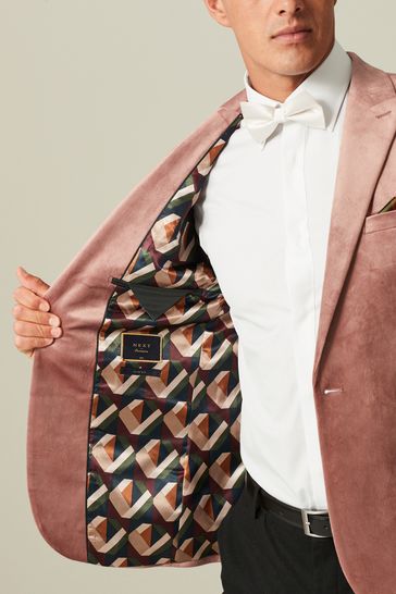 ONS428 Pink Slim Velvet Suit - Image 5