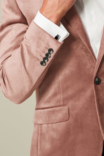 ONS428 Pink Slim Velvet Suit - Image 6