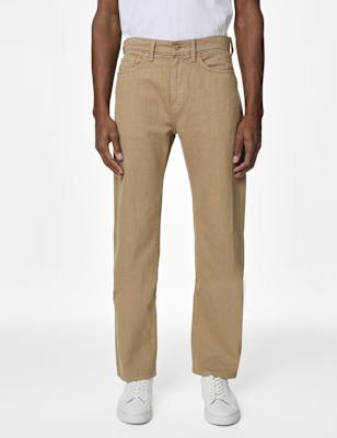 ONS447 Straight Fit Linen Blend Jeans - Image 3