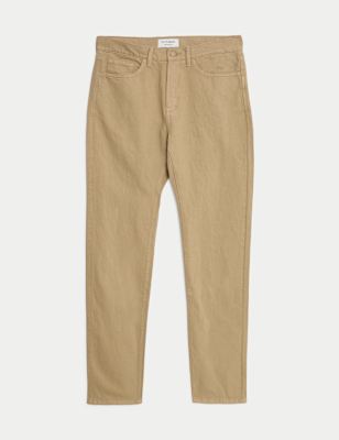 ONS447 Straight Fit Linen Blend Jeans - Image 2