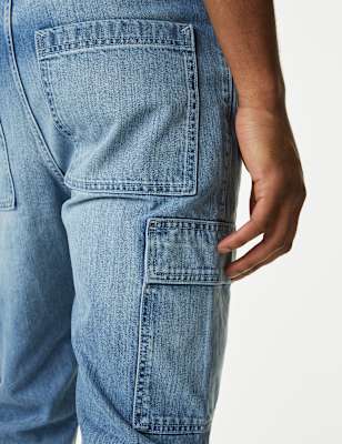 ONS449 Straight Fit Denim Cargo Jeans - Image 5