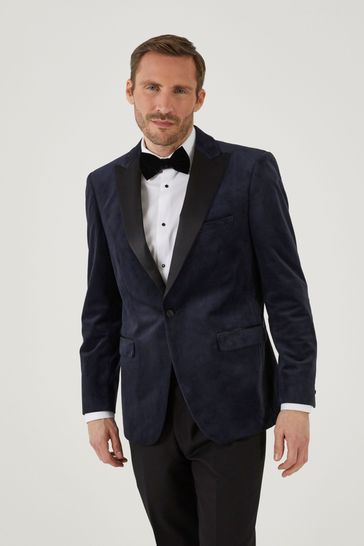 ONS444 Blue Jive Tailored Fit Velvet Suit