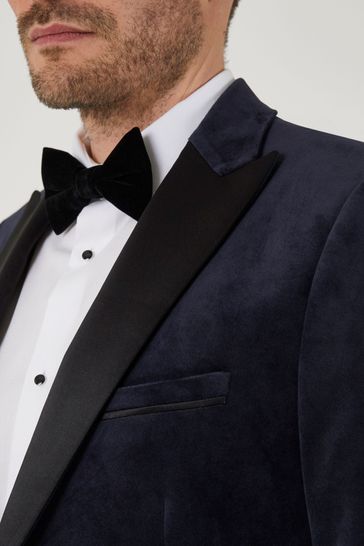 ONS444 Blue Jive Tailored Fit Velvet Suit - Image 3