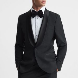 ONS437 Black Poker Shawl Lapel Modern Fit Single Breasted Tuxedo Suit