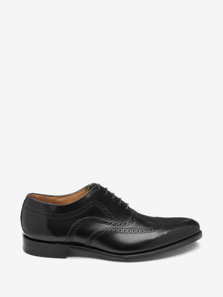ONS412 Black Leather Lace Up Brogue Derby Shoes