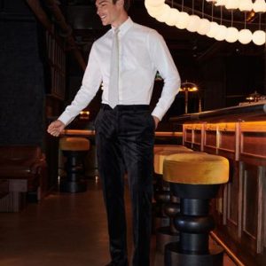 ONS443 Black Slim Fit Velvet Suit