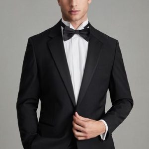 ONS442 Black Poker Notch Lapel Modern Fit Single Breasted Tuxedo Suit