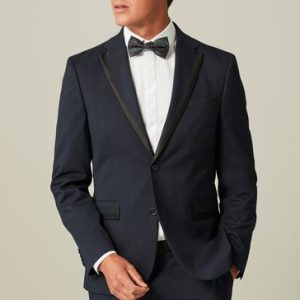 ONS434 Navy Blue Skinny Fit Tuxedo Suit