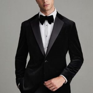ONS438 Black Ace Modern Fit Velvet Single Breasted Tuxedo Suit