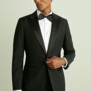 ONS426 Black Poker Peak Lapel Modern Fit Single Breasted Tuxedo Suit