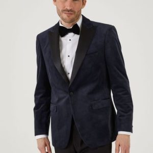 ONS444 Blue Jive Tailored Fit Velvet Suit